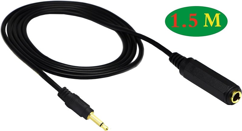 zdyCGTime Golden Plated 3.5mm Mono 1/8 inch Audio Male to 6.35mm 1/4 inch Female Jack Converter Cable Cord Adapter (1.5M/5 Feet)